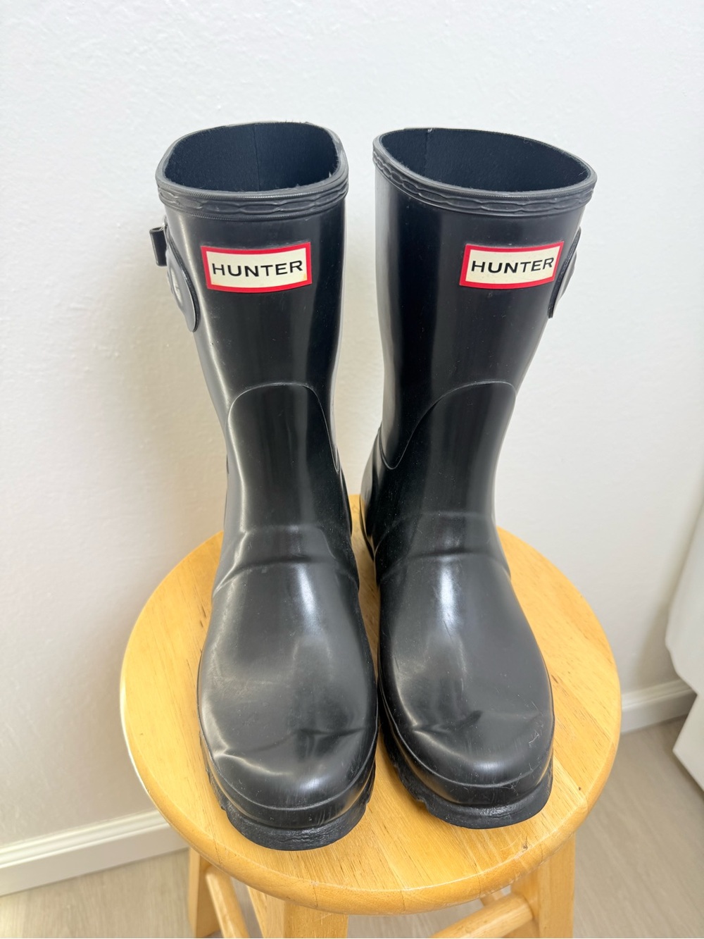 Hunter Original Short Gloss Black Waterproof Rain Boots Women’s Size 7
